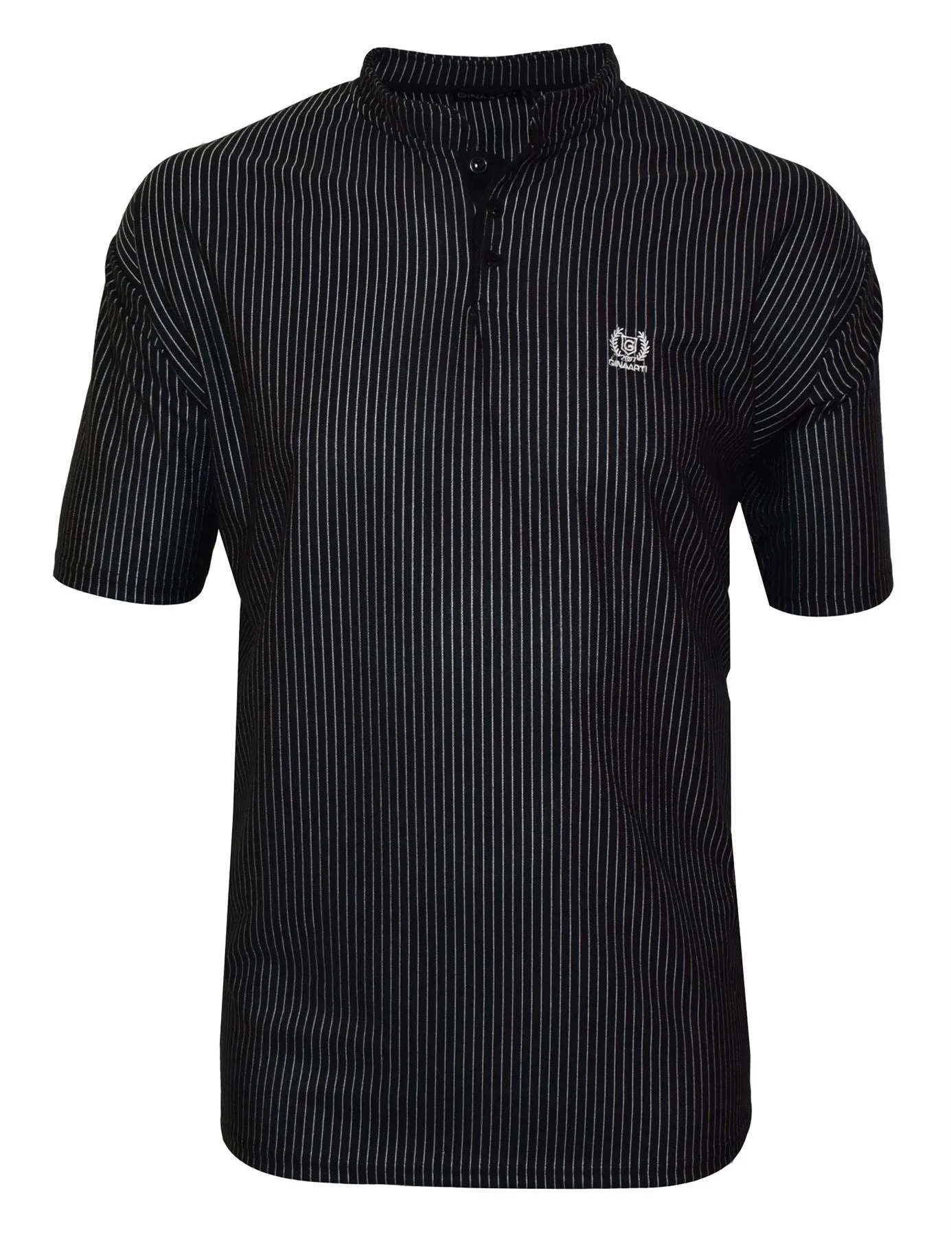 Men's Easy Care Grandad Collar Casual Tee Shirt 2XL-5XL