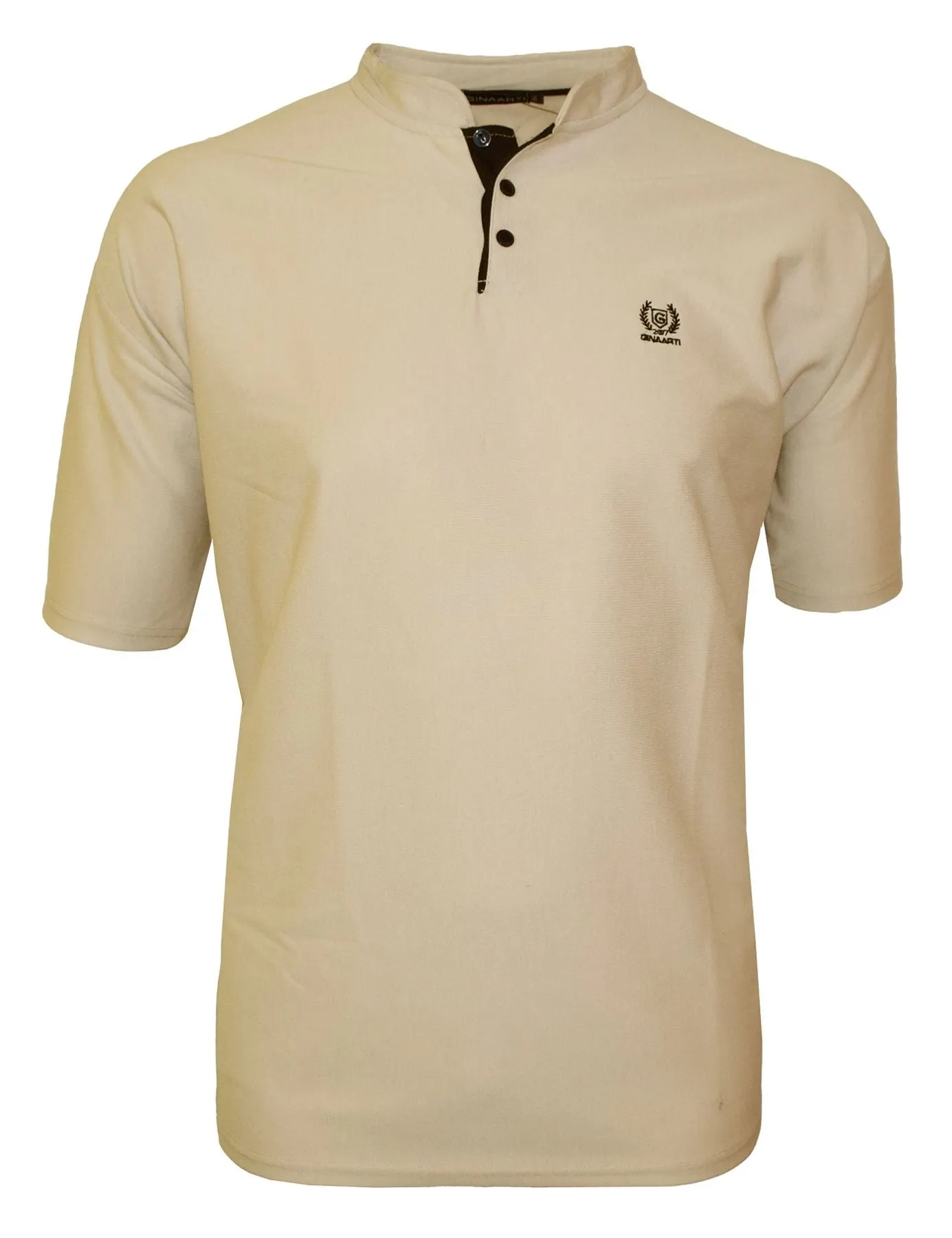 Men's Easy Care Grandad Collar Casual Tee Shirt 2XL-5XL