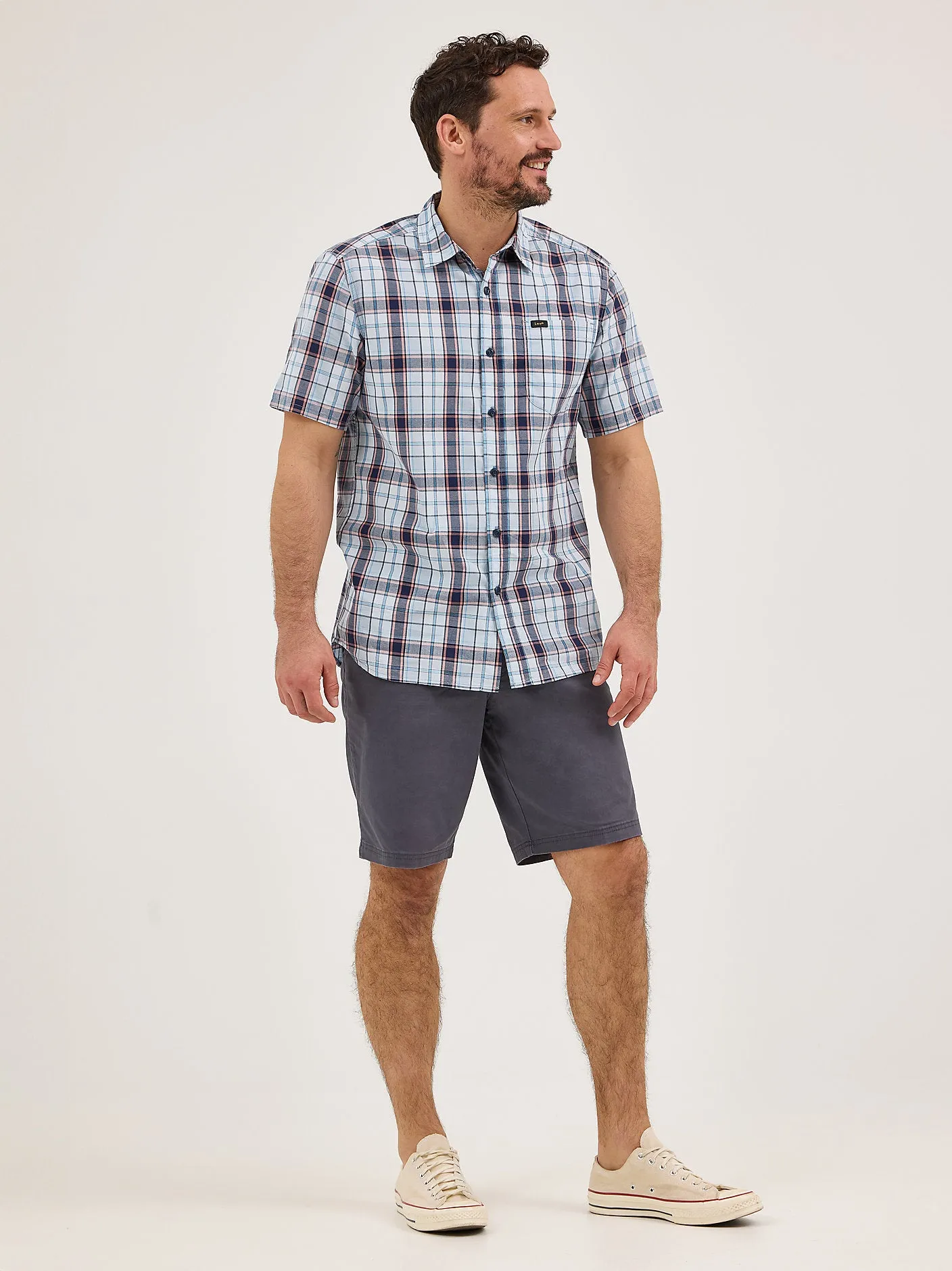 Men's Extreme Motion All Purpose S/S Plaid Button Down Shirt - Aurora Sepia - 112361946