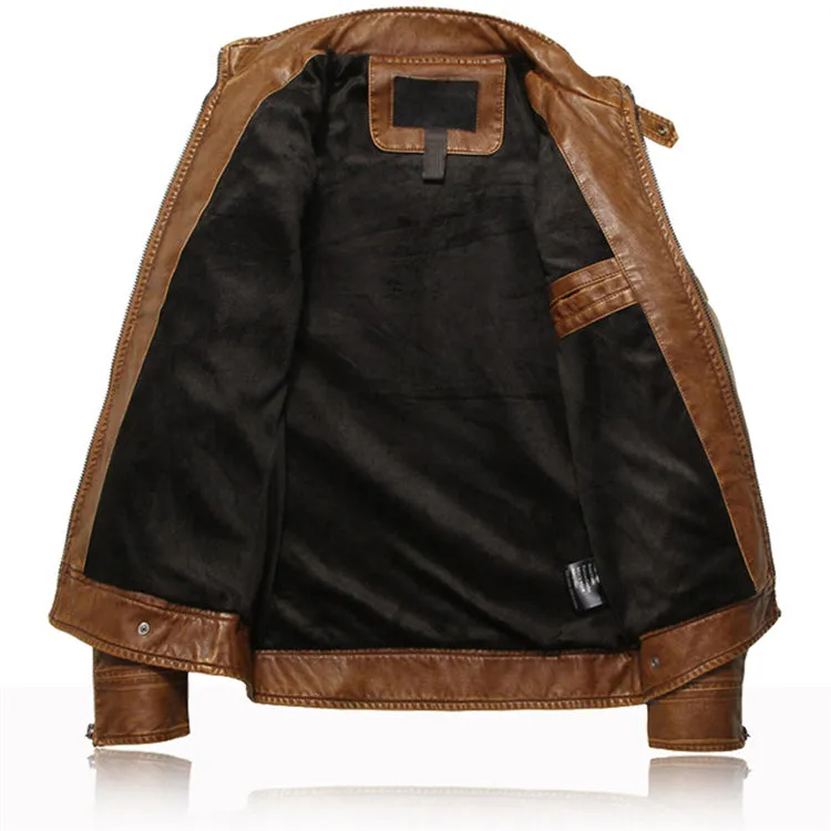 Men's Leather Motorcycle PU Slim Fit Jacket