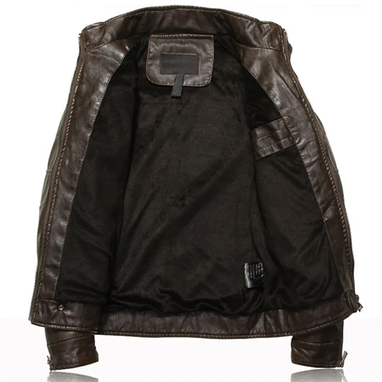 Men's Leather Motorcycle PU Slim Fit Jacket