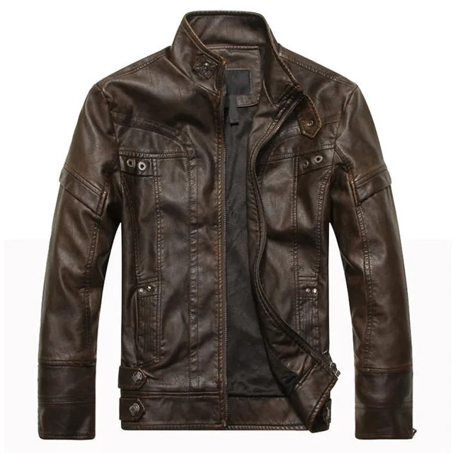 Men's Leather Motorcycle PU Slim Fit Jacket