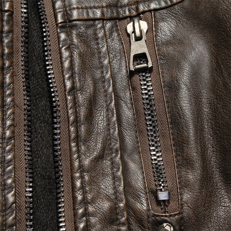 Men's Leather Motorcycle PU Slim Fit Jacket