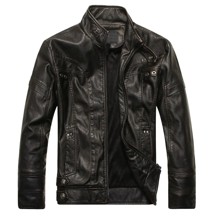 Men's Leather Motorcycle PU Slim Fit Jacket