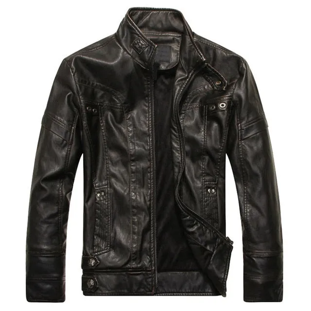 Men's Leather Motorcycle PU Slim Fit Jacket
