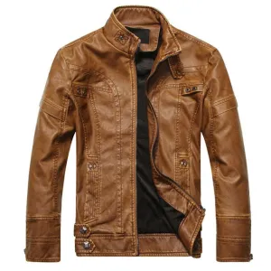 Men's Leather Motorcycle PU Slim Fit Jacket