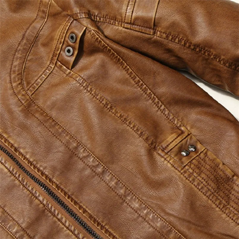 Men's Leather Motorcycle PU Slim Fit Jacket