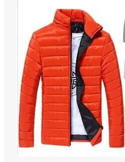 Men's Short Jacket Fashion Solid Color Stand Collar Down Coat Cotton Slim Warm Zipper Park Jackets for Men