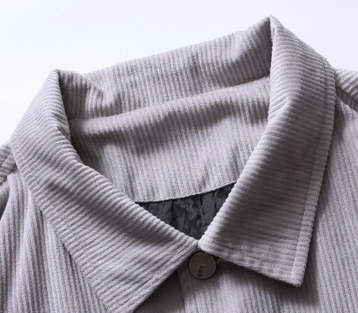 Men's Simple Button-up Overshirt with Stand-Up Collar