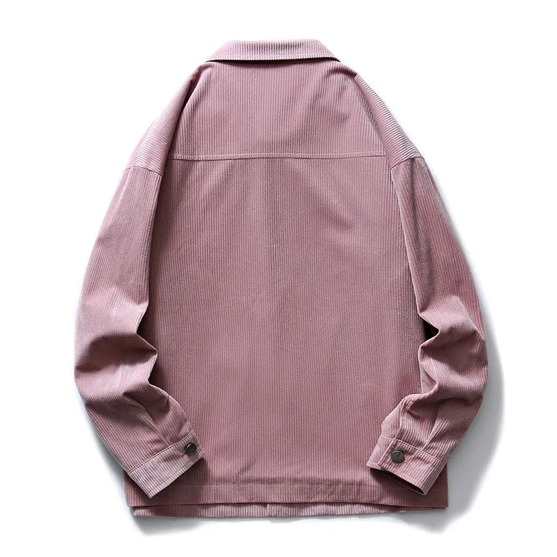 Men's Simple Button-up Overshirt with Stand-Up Collar