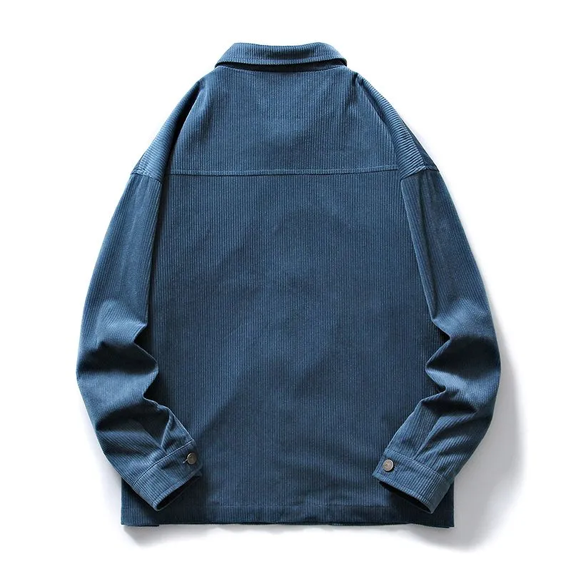 Men's Simple Button-up Overshirt with Stand-Up Collar