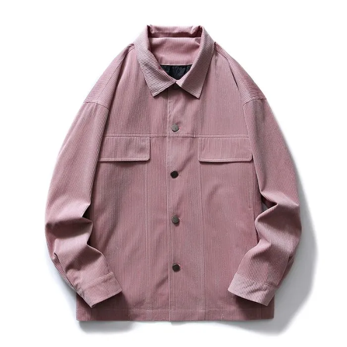 Men's Simple Button-up Overshirt with Stand-Up Collar
