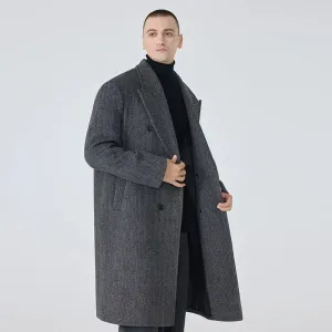 Mid-Length Herringbone Overcoat