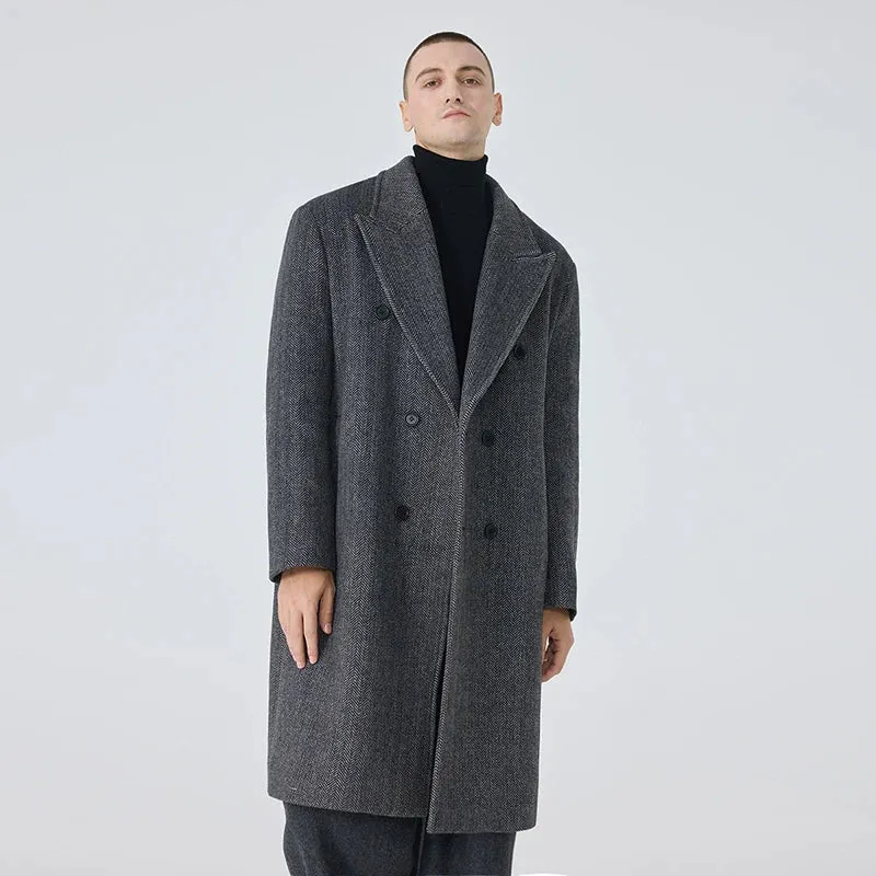 Mid-Length Herringbone Overcoat