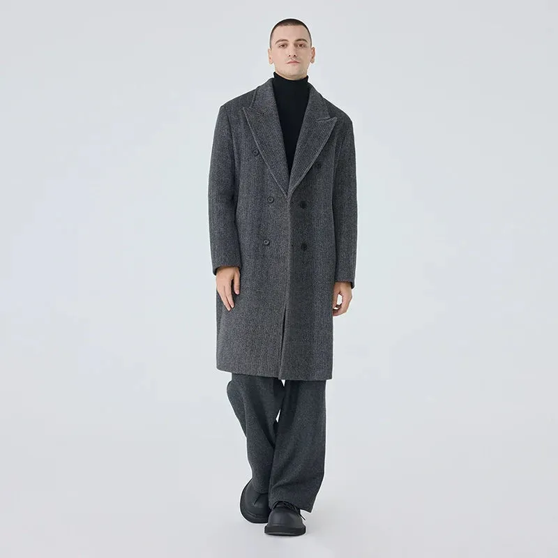 Mid-Length Herringbone Overcoat