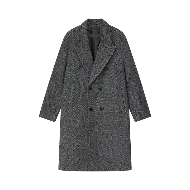 Mid-Length Herringbone Overcoat