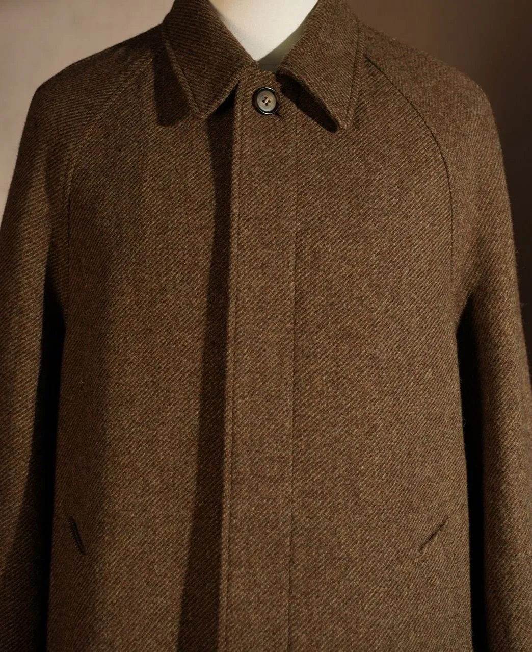 Mid-Length Wool Herringbone Coat