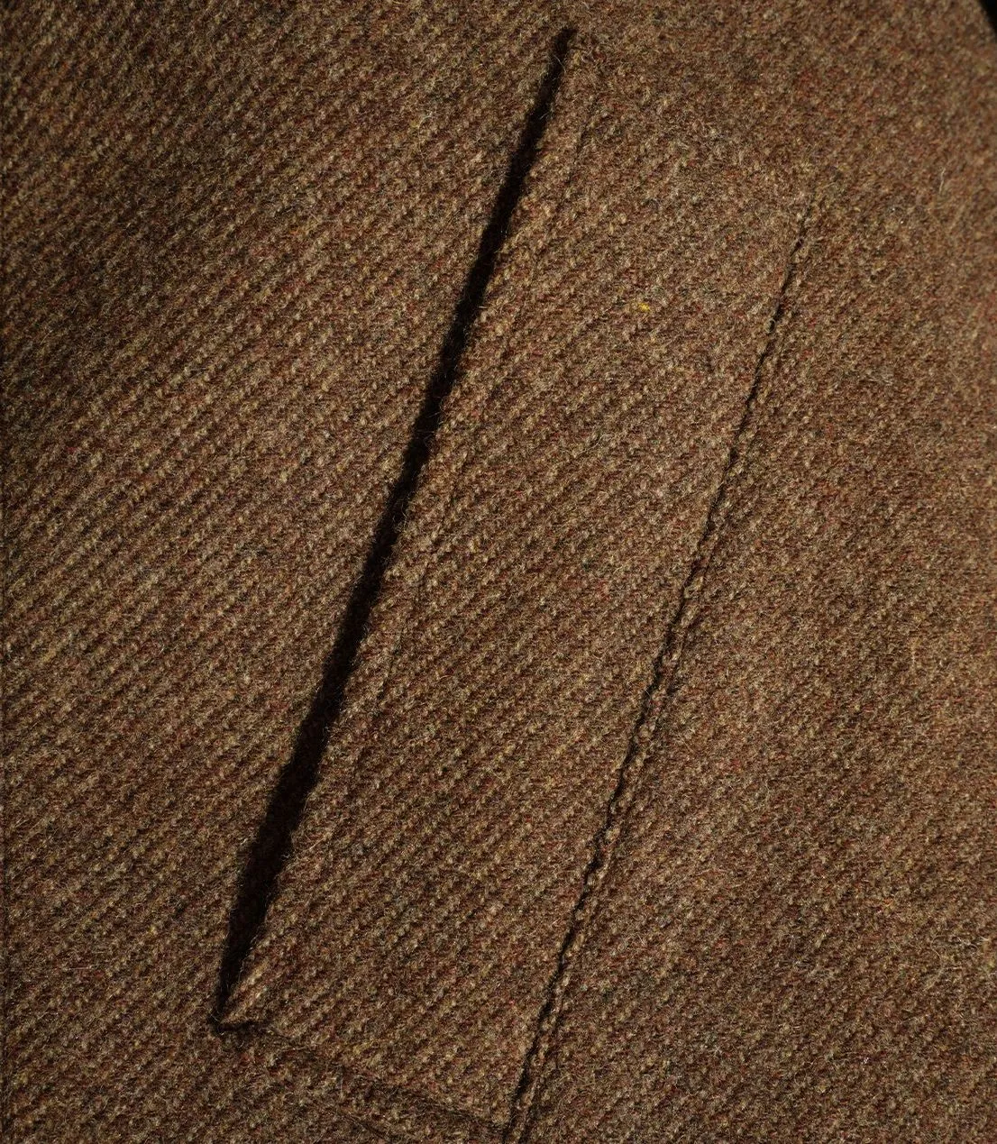 Mid-Length Wool Herringbone Coat