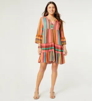 Milena Ruffle Sleeve Tunic Dress