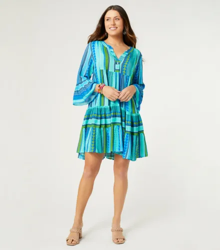 Milena Ruffle Sleeve Tunic Dress