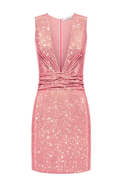 MINI CRYSTAL DRESS DRAPED SLEEVELESS