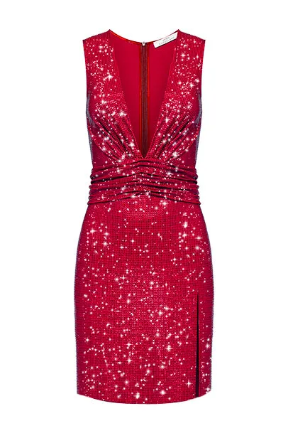 MINI CRYSTAL DRESS DRAPED SLEEVELESS