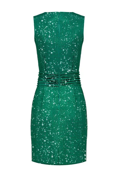 MINI CRYSTAL DRESS DRAPED SLEEVELESS