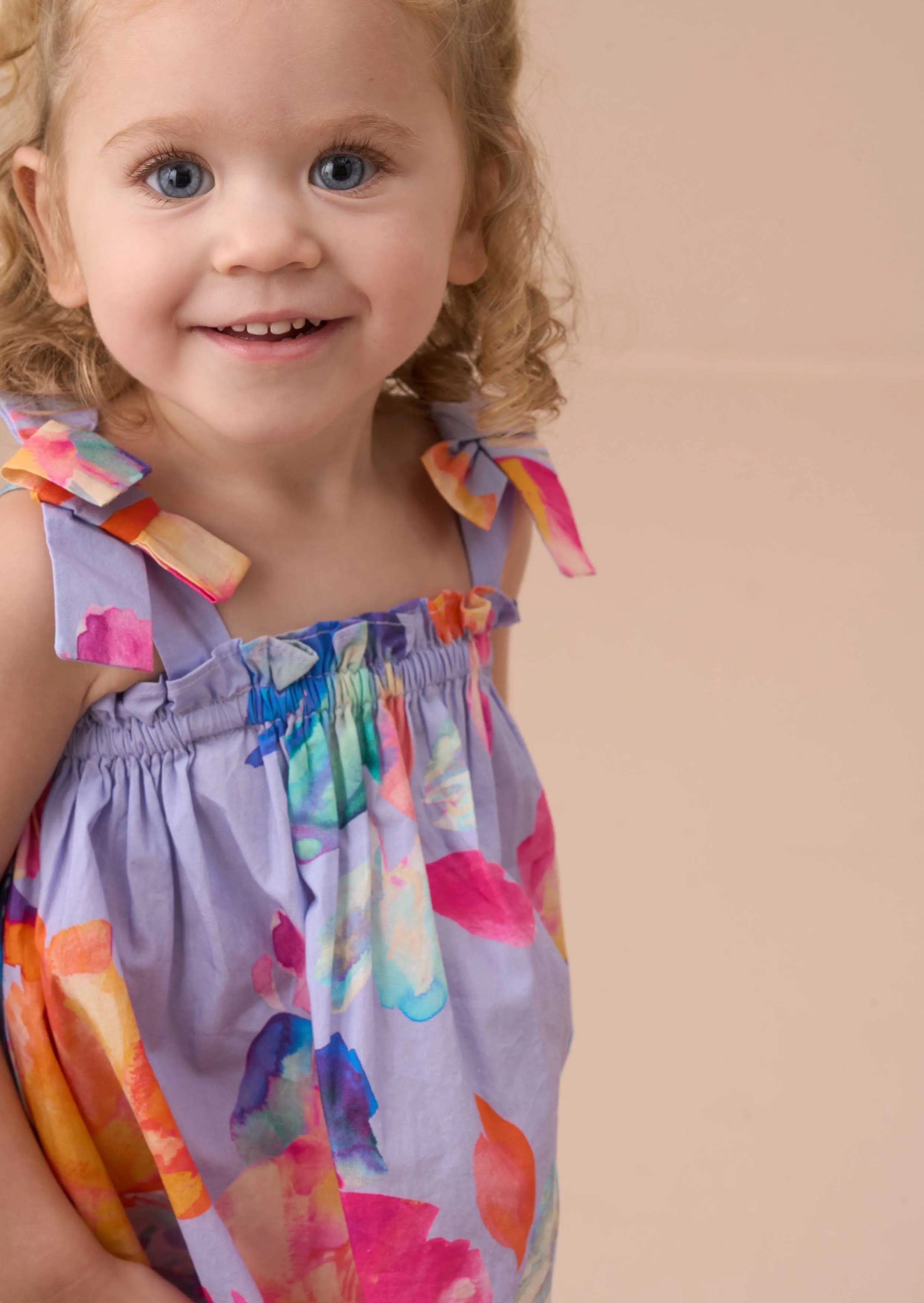 Minnie Multi Floral Print Bow Shoulder Tunic And Bloomer