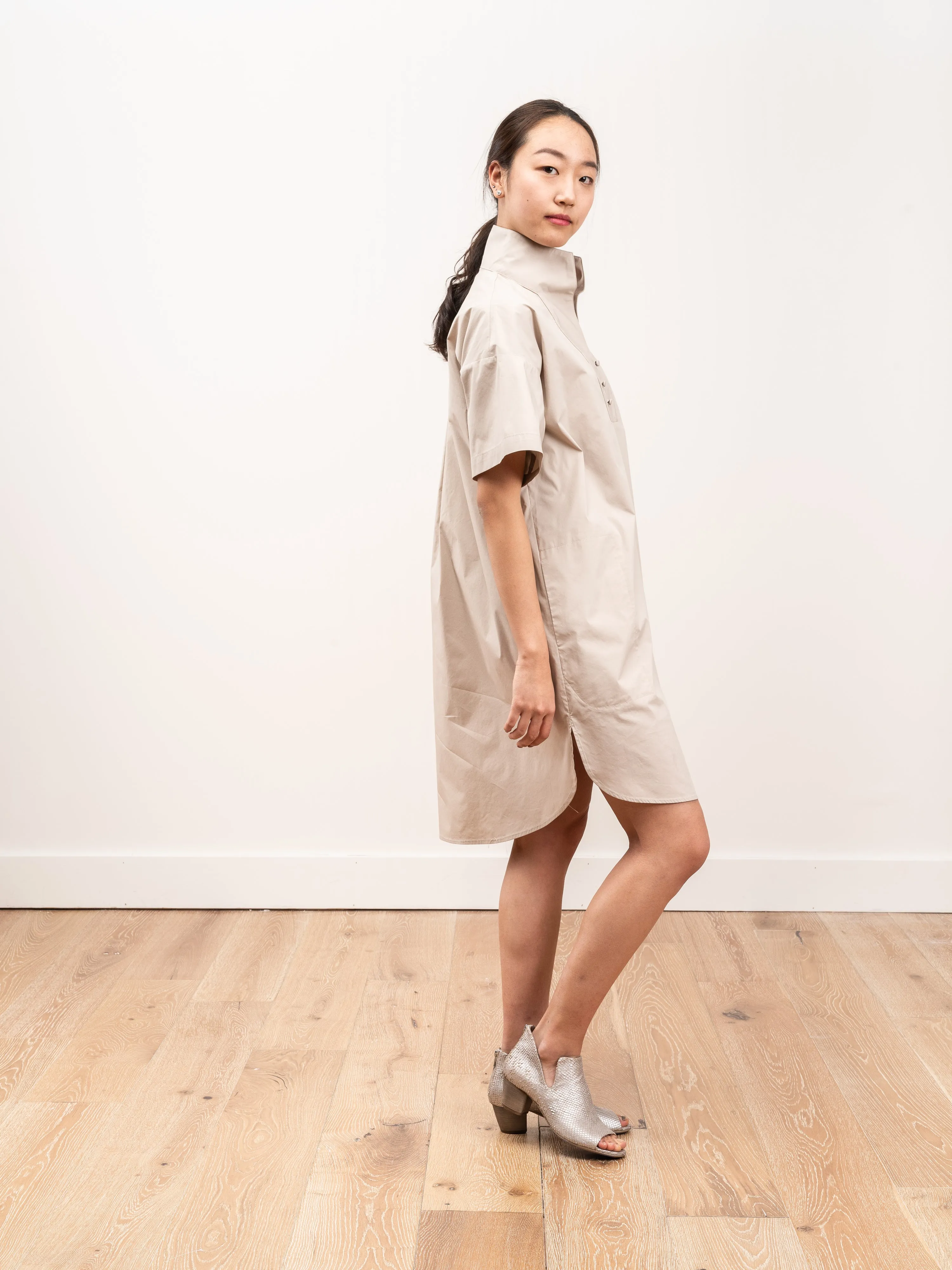mockneck tunic dress - clay poplin