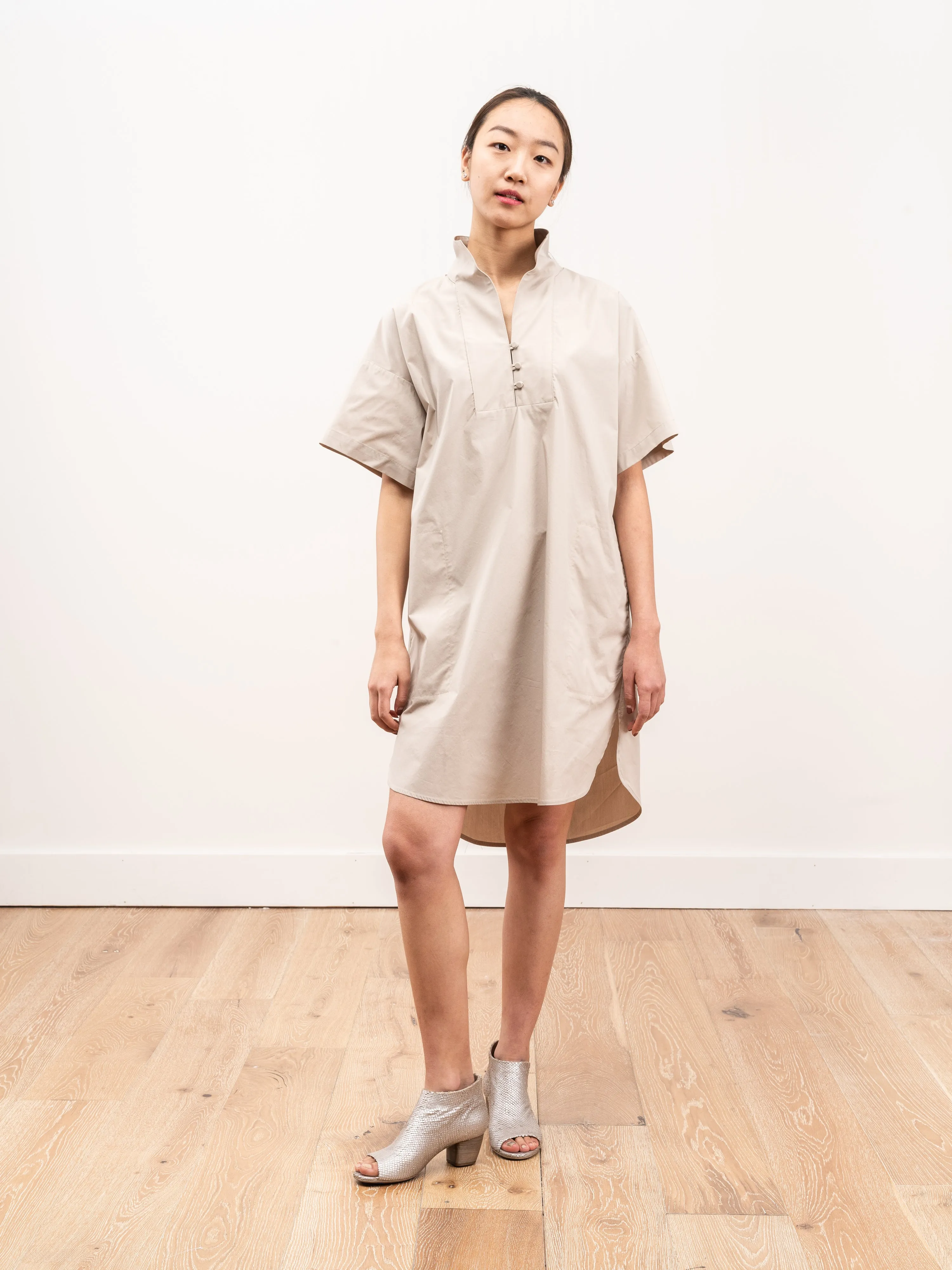 mockneck tunic dress - clay poplin