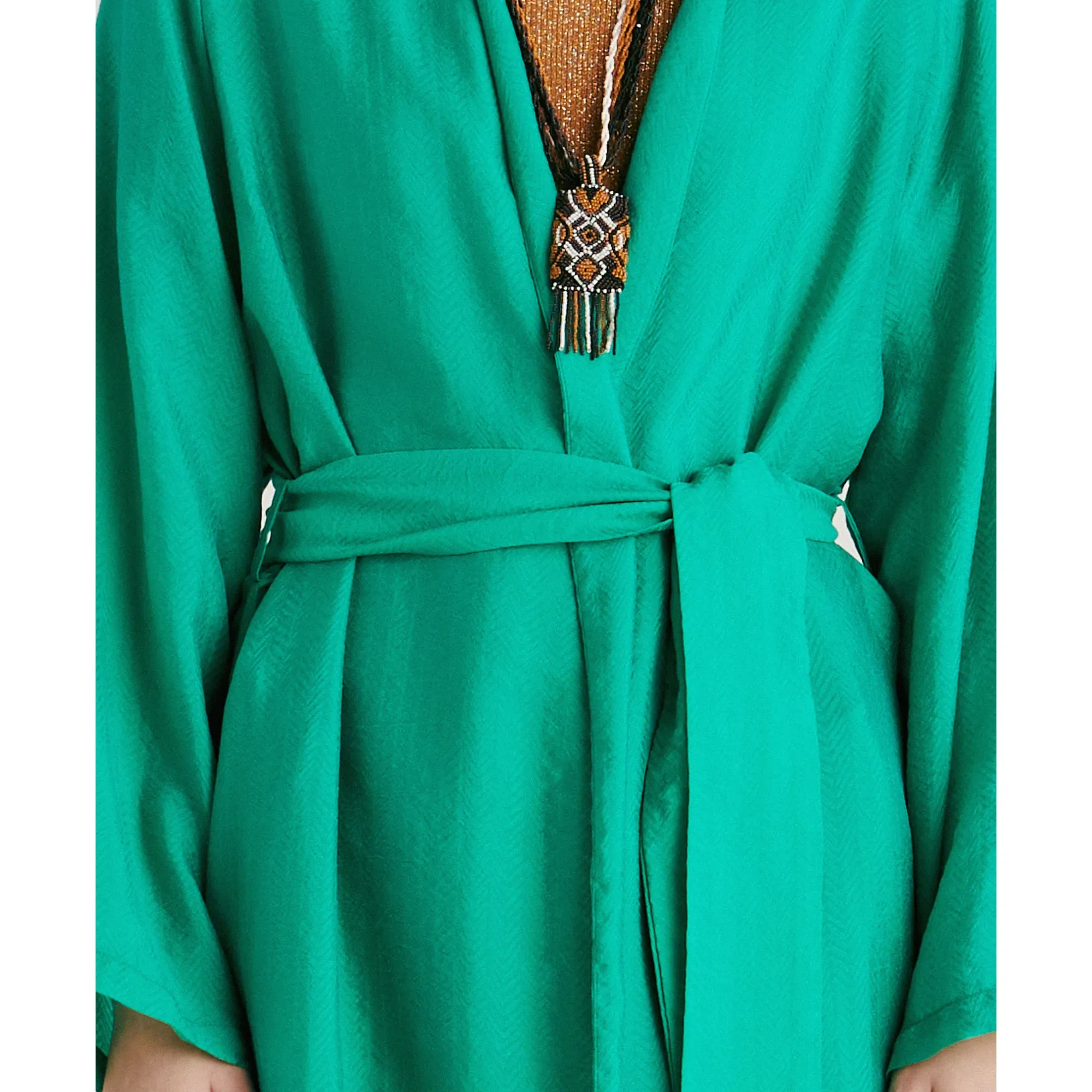 Momoni Women's Serena Emerald Green Coat In Jacquard Cupro