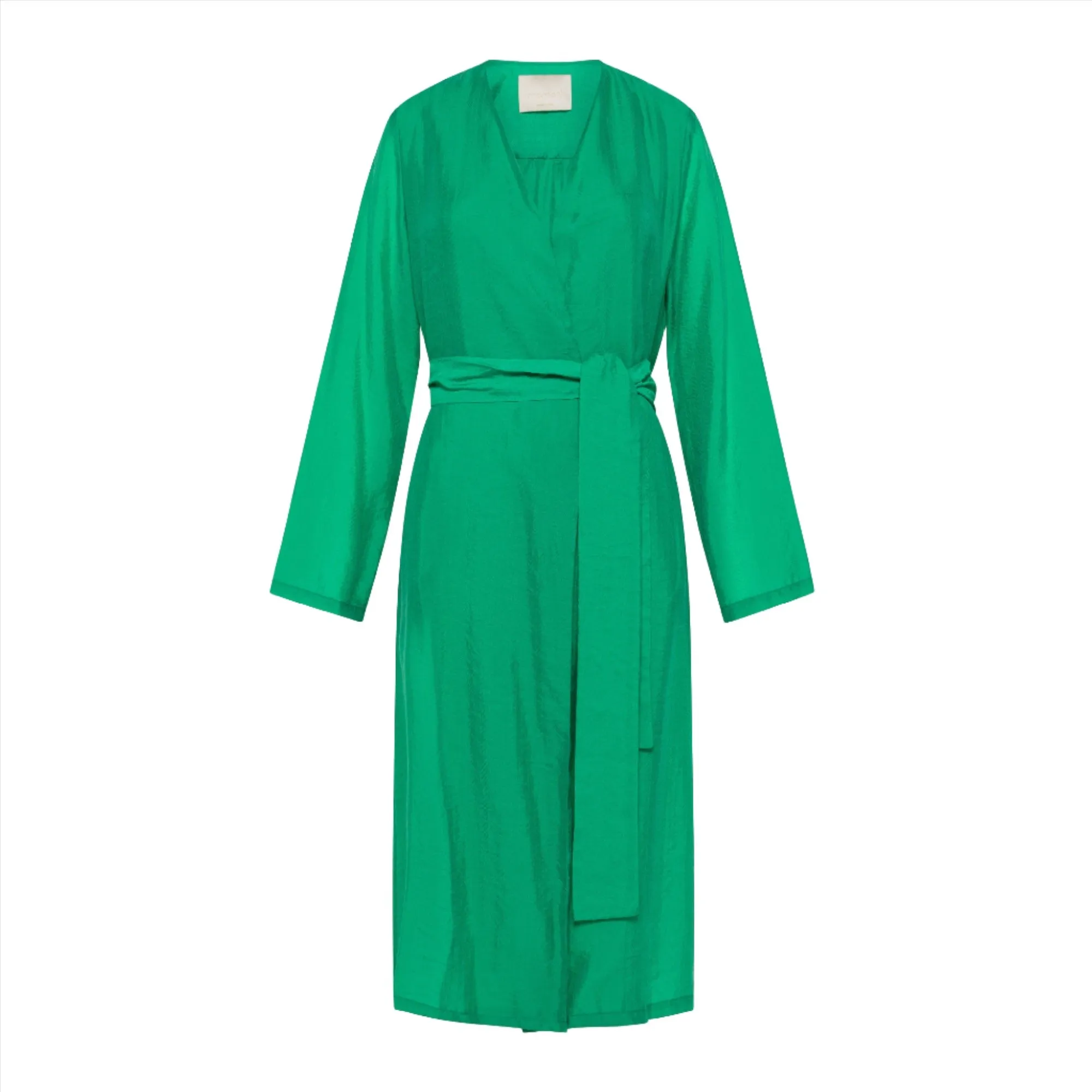 Momoni Women's Serena Emerald Green Coat In Jacquard Cupro