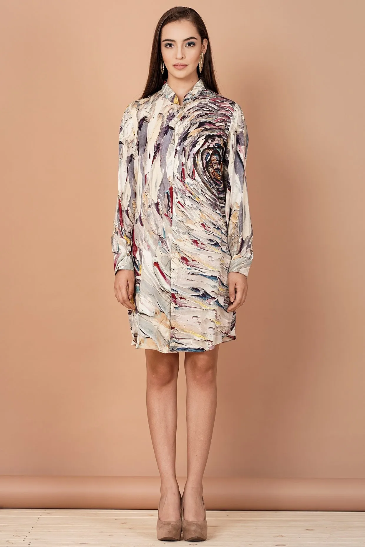 Multi-Coloured Printed Tunic Dress