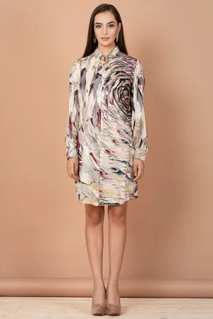 Multi-Coloured Printed Tunic Dress