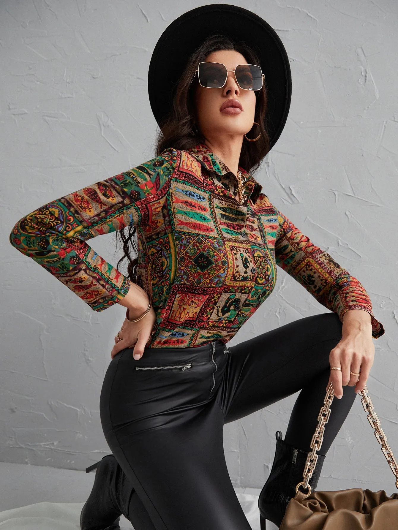 Mulvari Patchwork Print Button Front Shirt