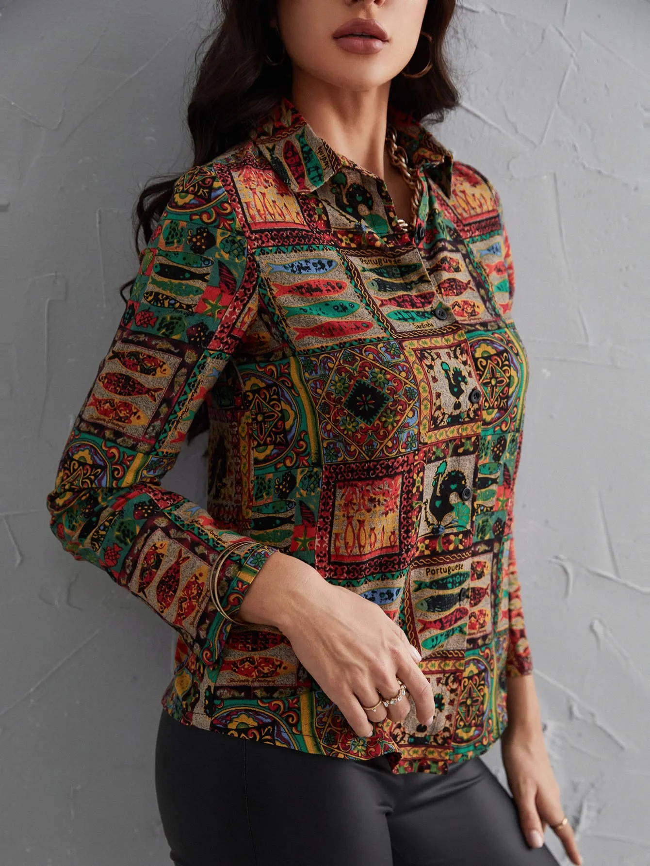 Mulvari Patchwork Print Button Front Shirt