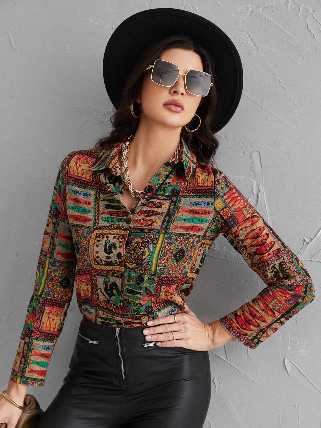 Mulvari Patchwork Print Button Front Shirt