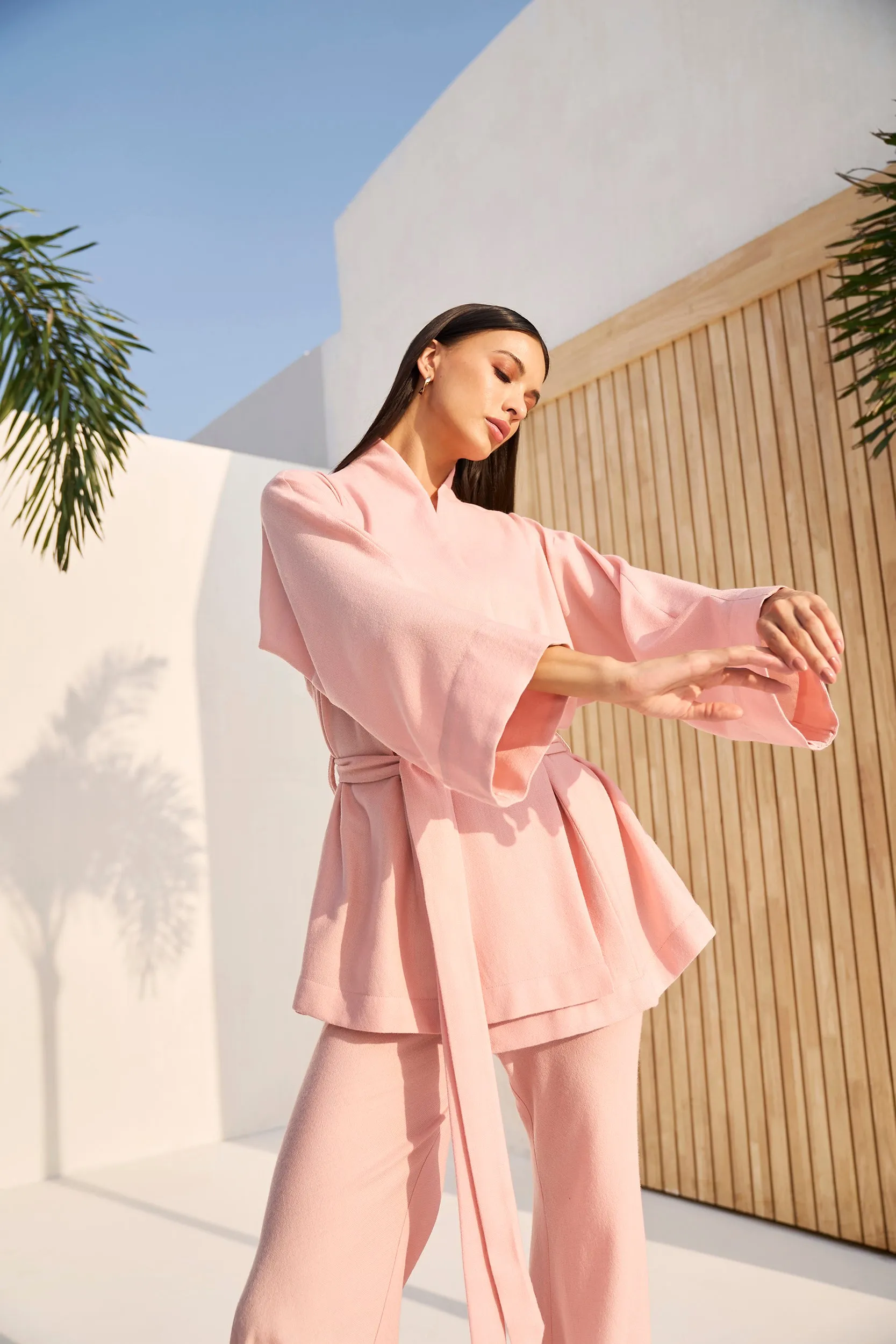Nara Kimono Woollen Top (Dusty Pink)