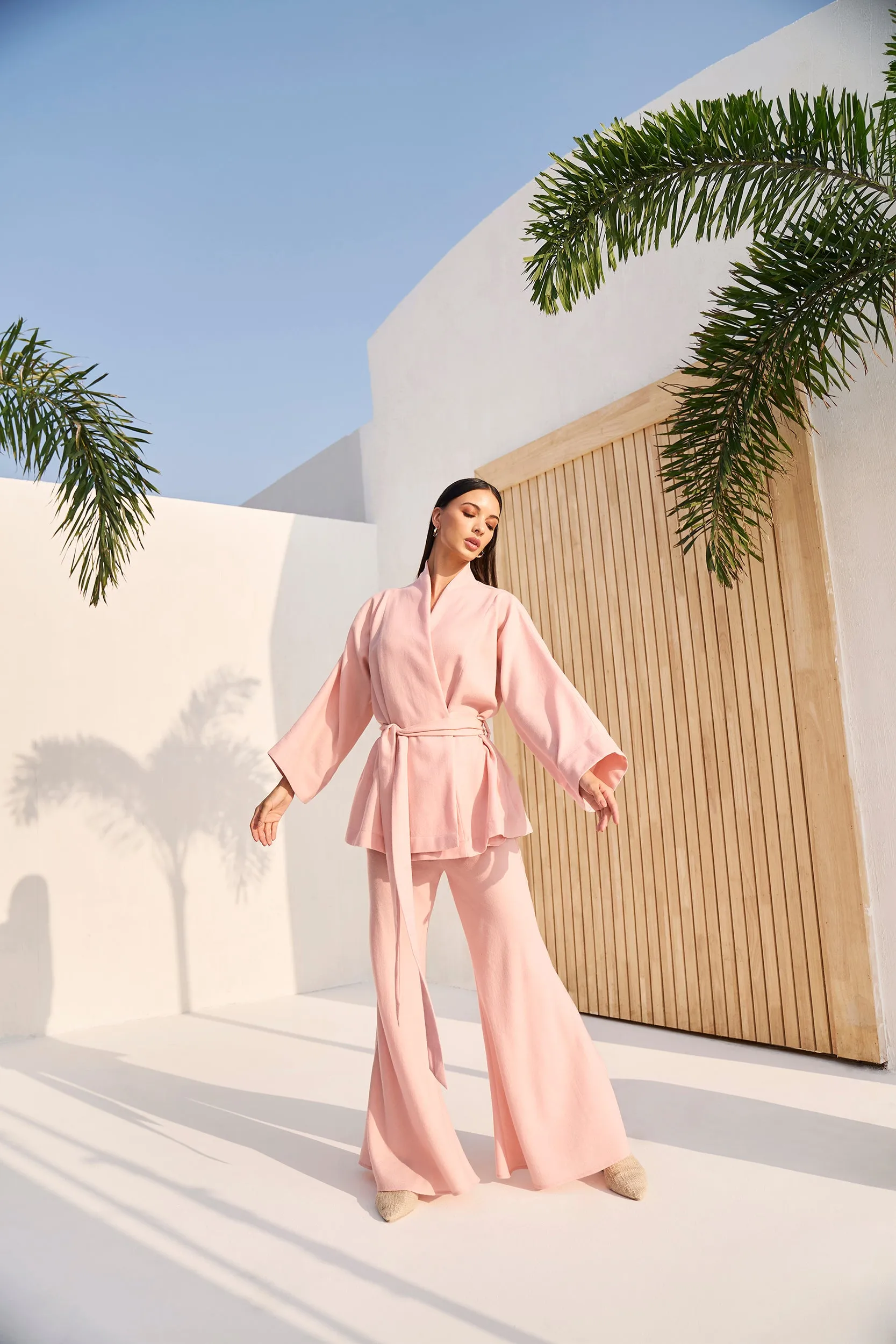 Nara Kimono Woollen Top (Dusty Pink)