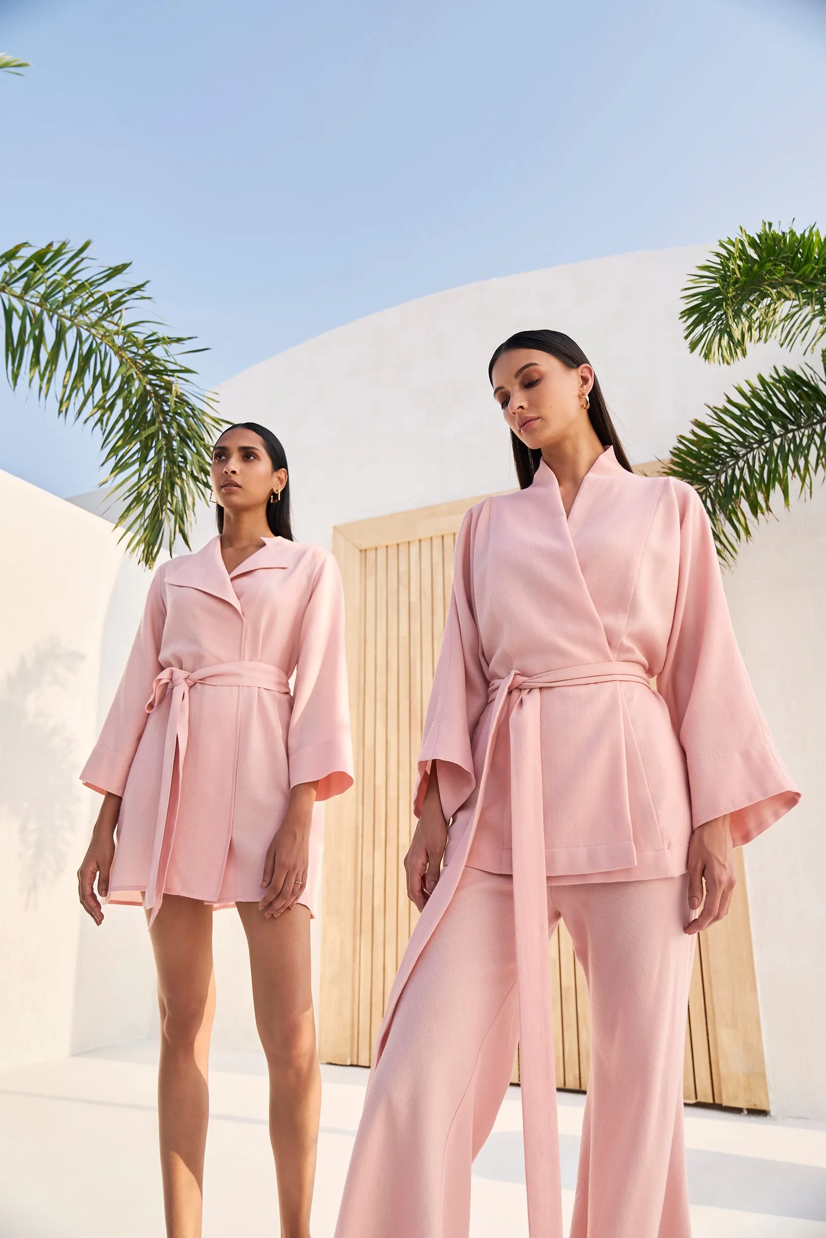 Nara Kimono Woollen Top (Dusty Pink)