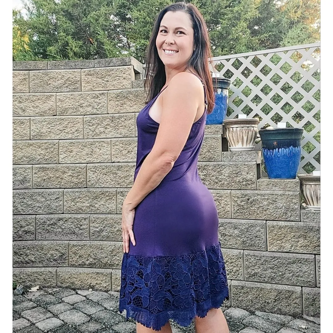 Navy Blue New Scalloped Guipure Lace Dress Extender