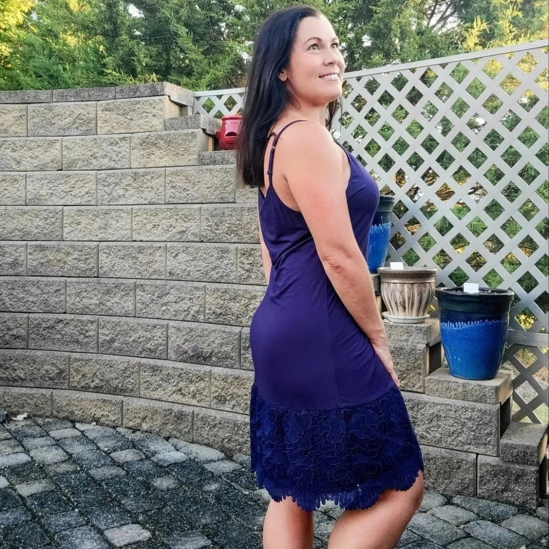 Navy Blue New Scalloped Guipure Lace Dress Extender