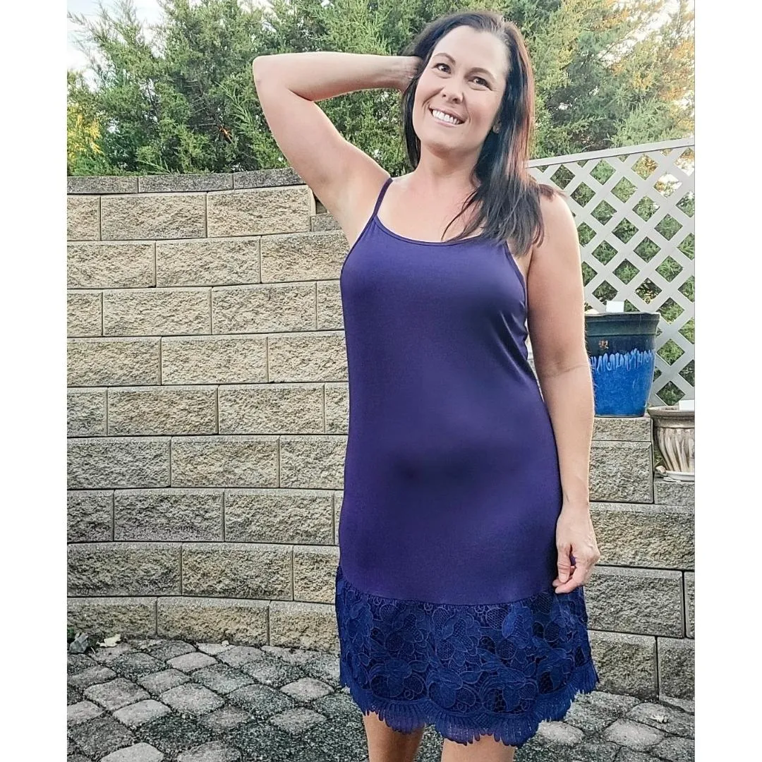 Navy Blue New Scalloped Guipure Lace Dress Extender