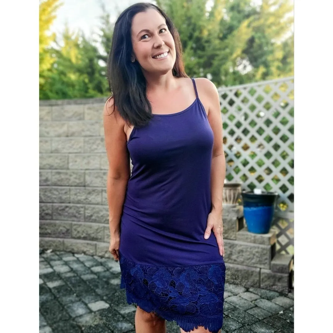 Navy Blue New Scalloped Guipure Lace Dress Extender