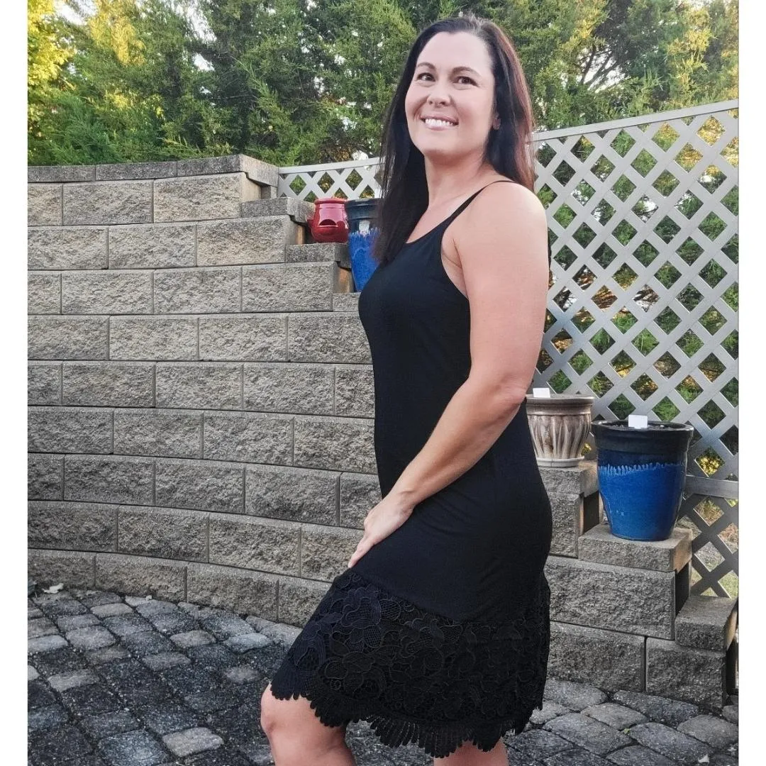 Navy Blue New Scalloped Guipure Lace Dress Extender