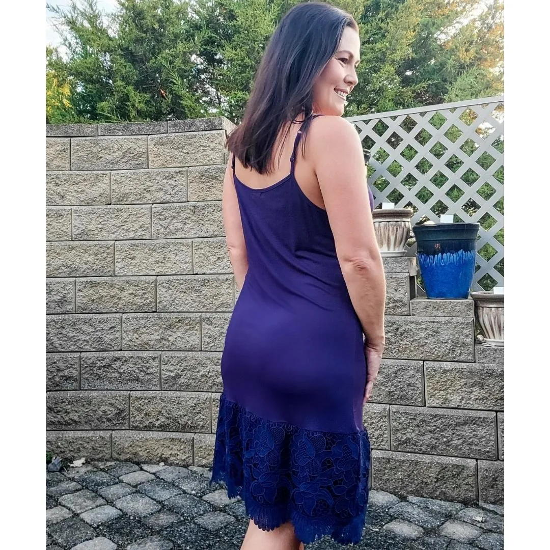 Navy Blue New Scalloped Guipure Lace Dress Extender