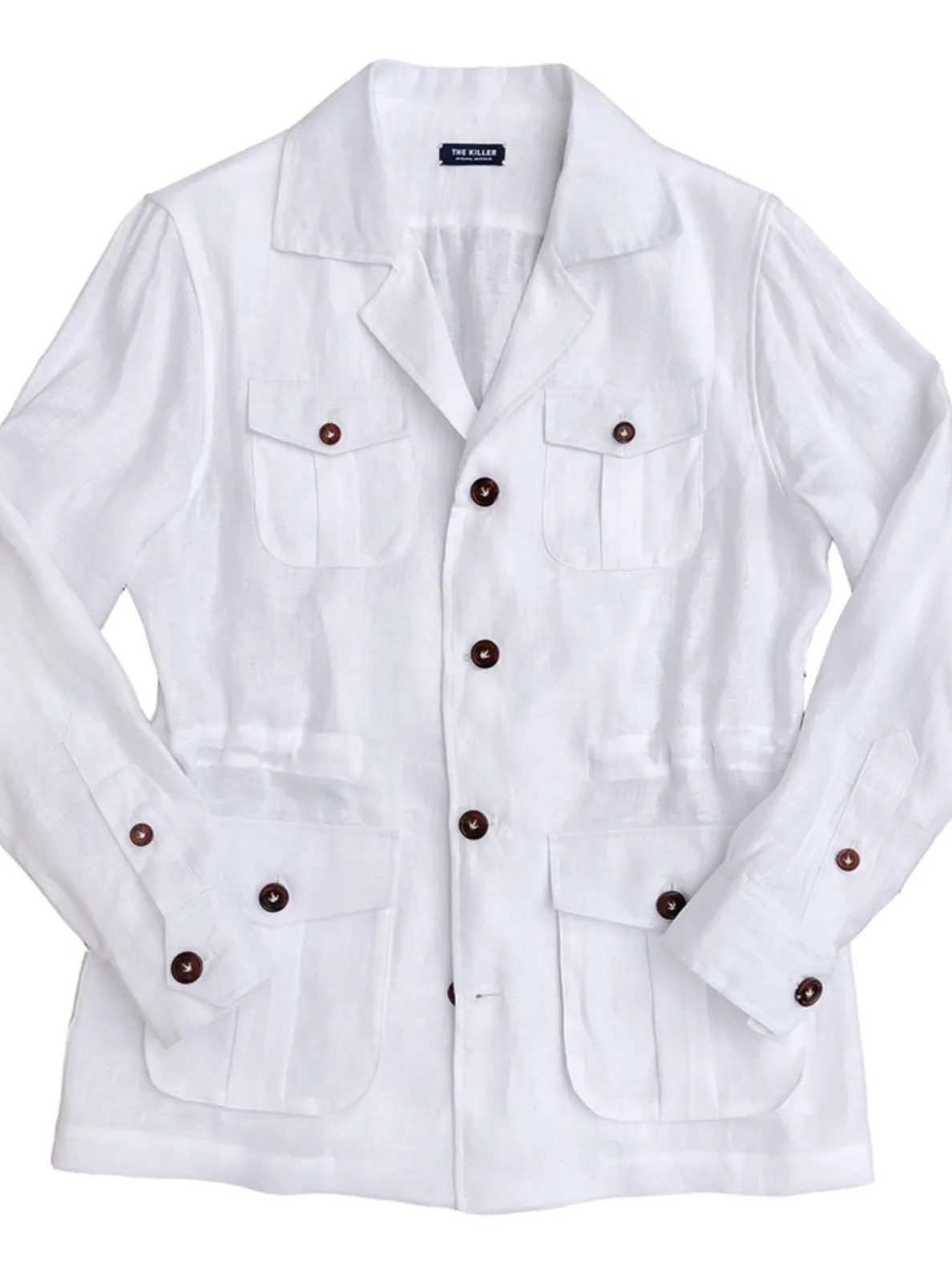 Navy Herringbone Safari Jacket