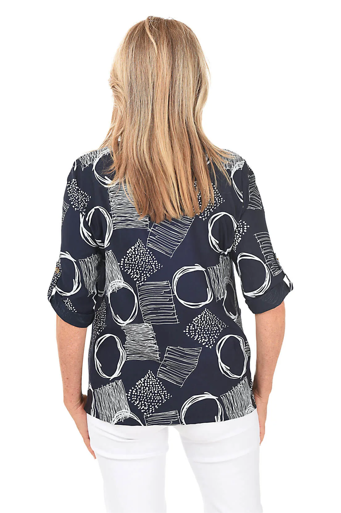 Navy Out Of Focus Button-Front Shirt