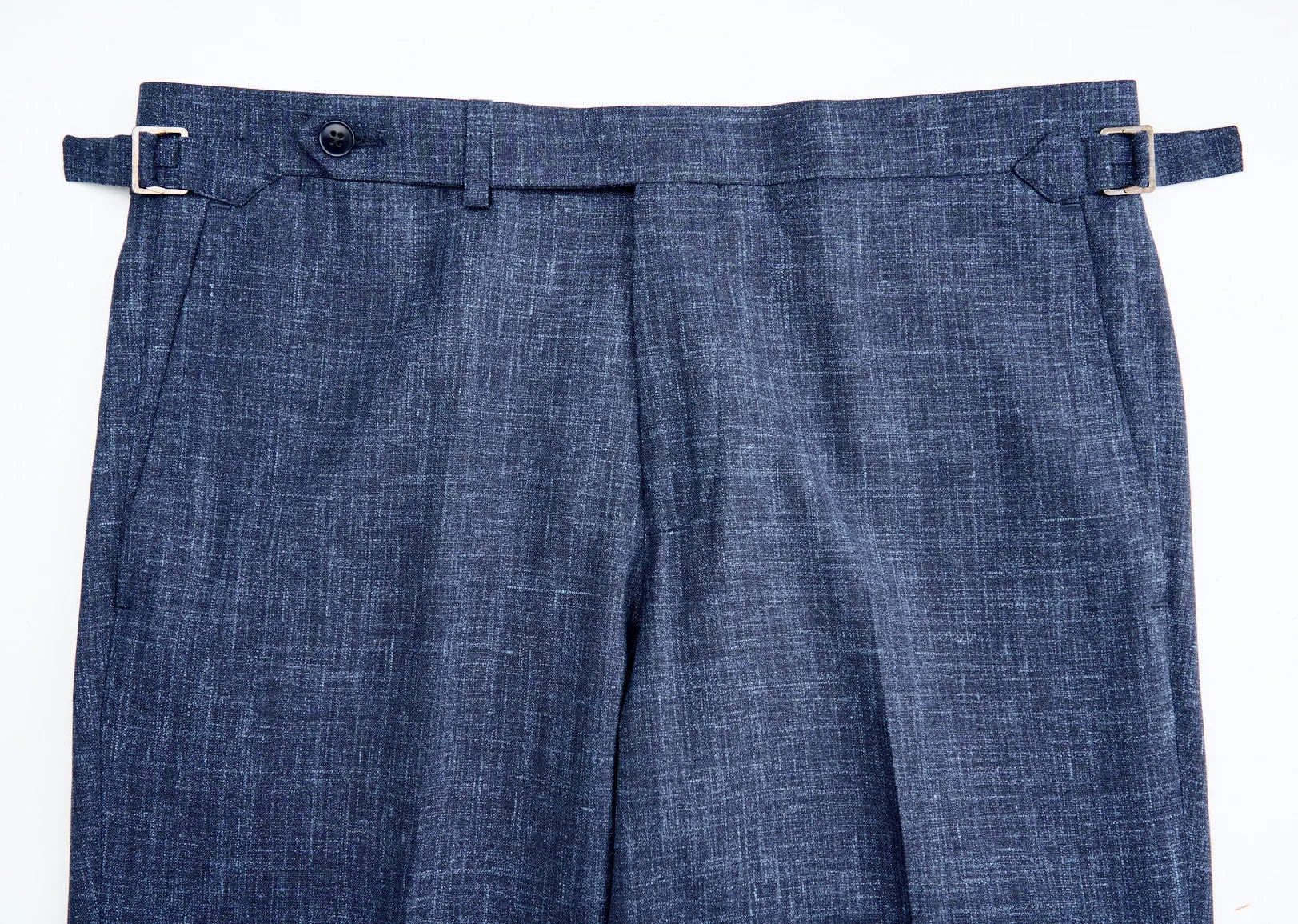 New SUITREVIEW Elmhurst Storm Blue Wool, Silk and Linen Loro Piana DB Suit - Size 34R (Final Sale)