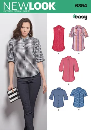 Newlook Pattern 6394 Misses' Button Front Tops